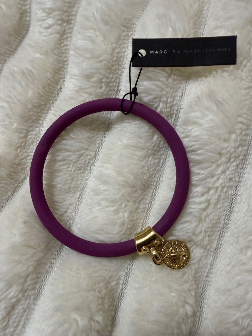 Marc by Marc Jacobs Purple Silicone Bangle with Gold Charm Accent